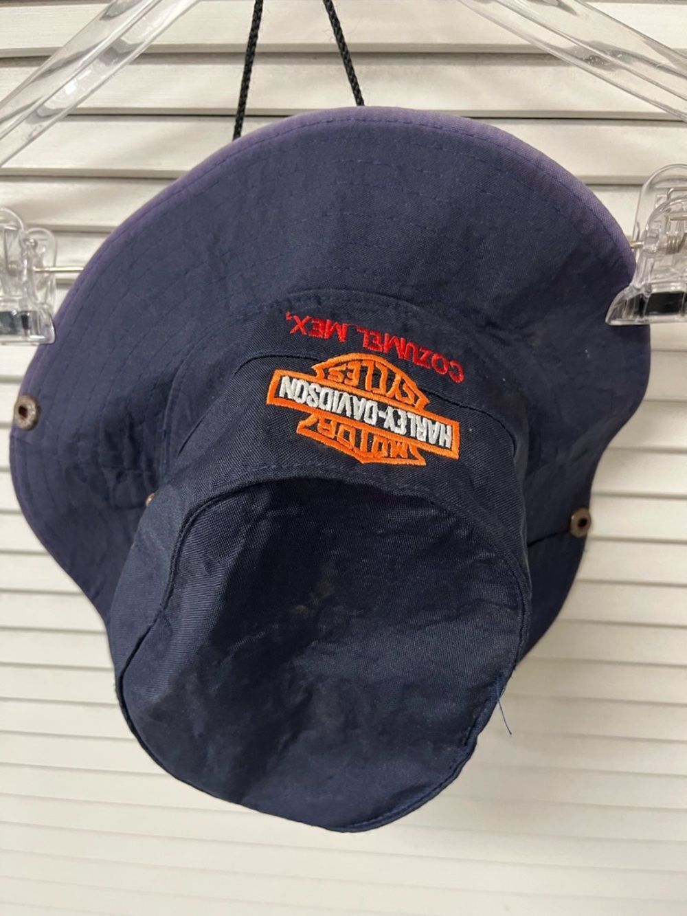 Harley-Davidson Navy and Orange Embroidered Bucket Hat